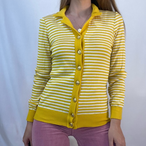 Vintage 80s Valentino Striped Cardigan - Picture 1 of 16